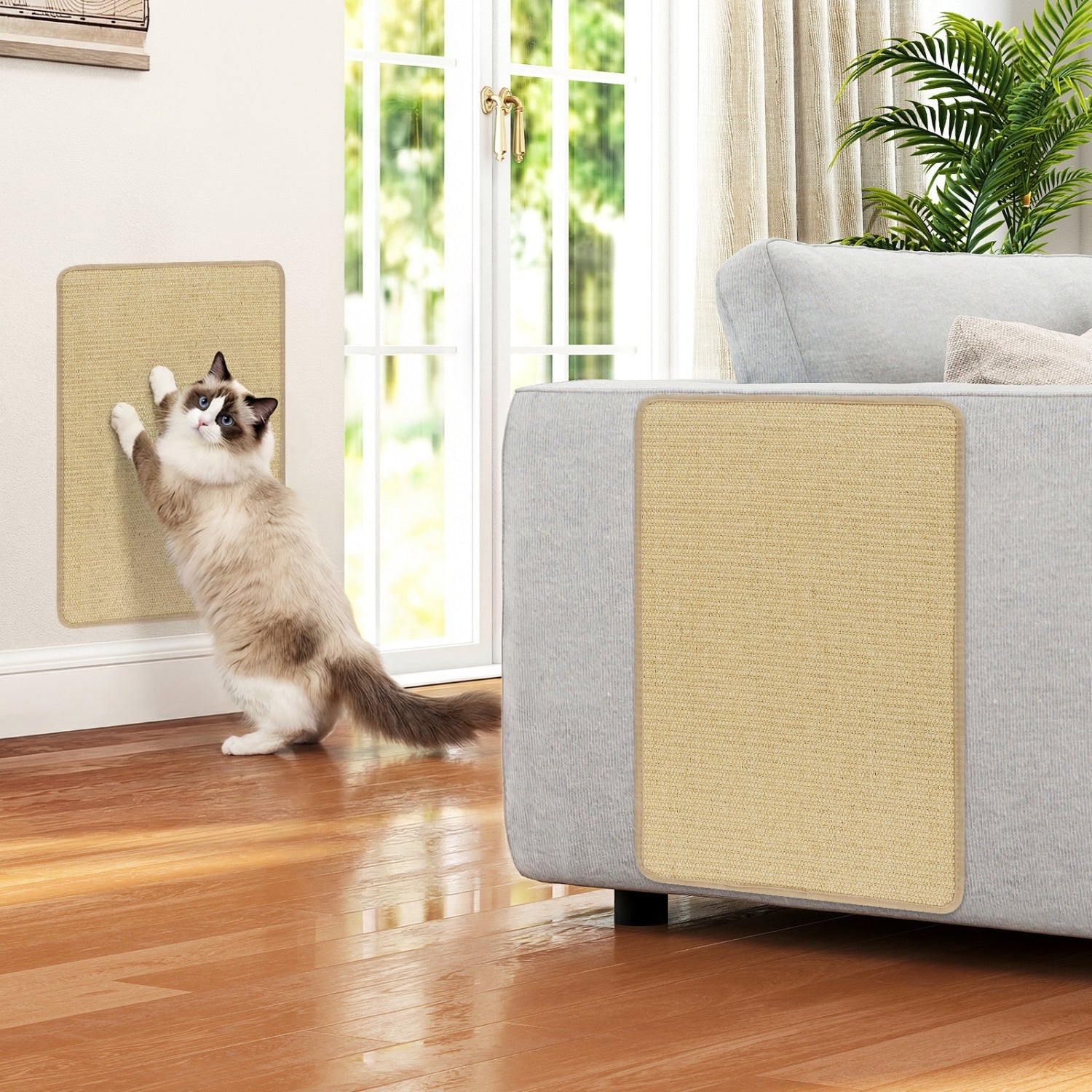 Cat Scratcher Mat Set - 6 Piece Natural Sisal Furniture Protector