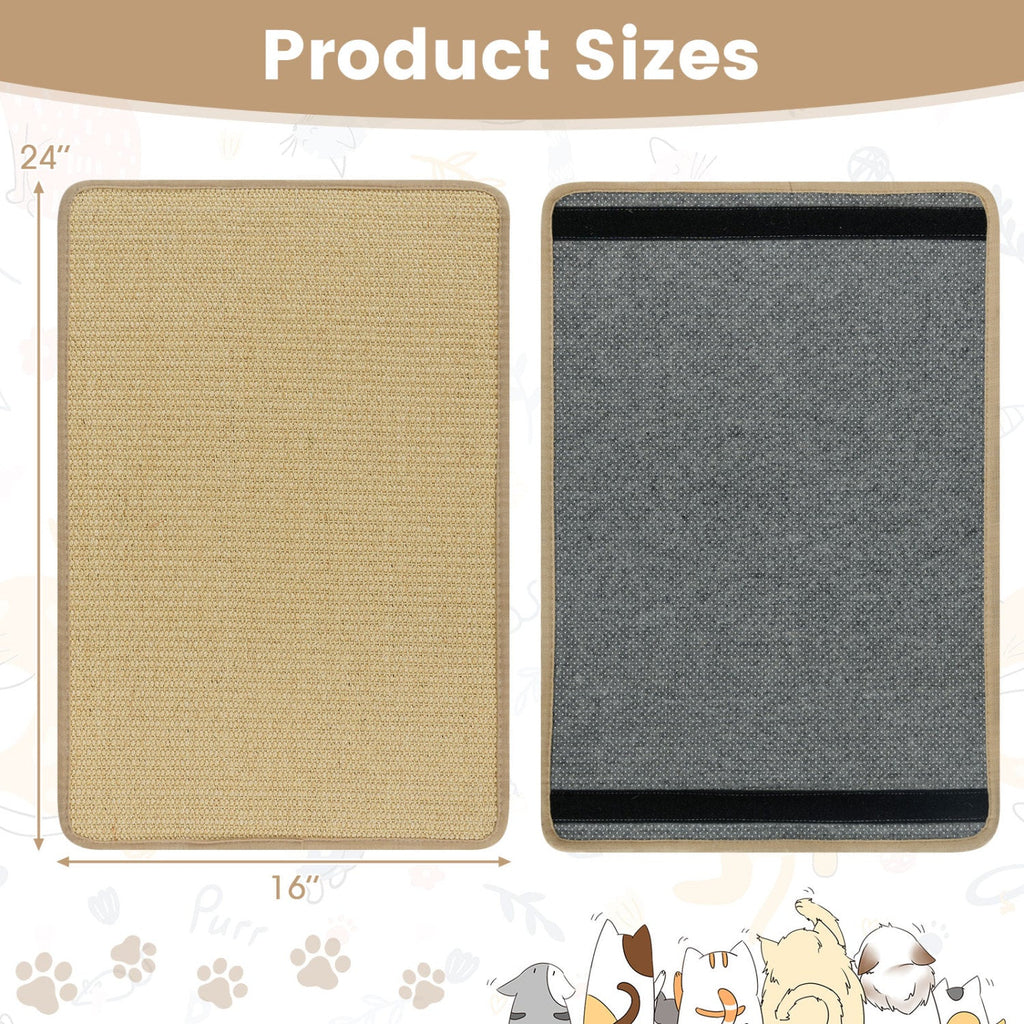 Cat Scratcher Mat Set - 6 Piece Natural Sisal Furniture Protector