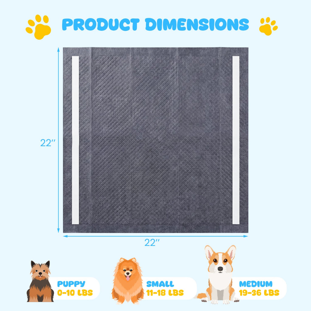 24" x 24" Charcoal Dog Pee Pads 6-Layer for Dogs