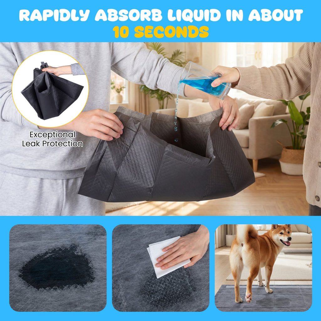 24" x 24" Charcoal Dog Pee Pads 6-Layer for Dogs