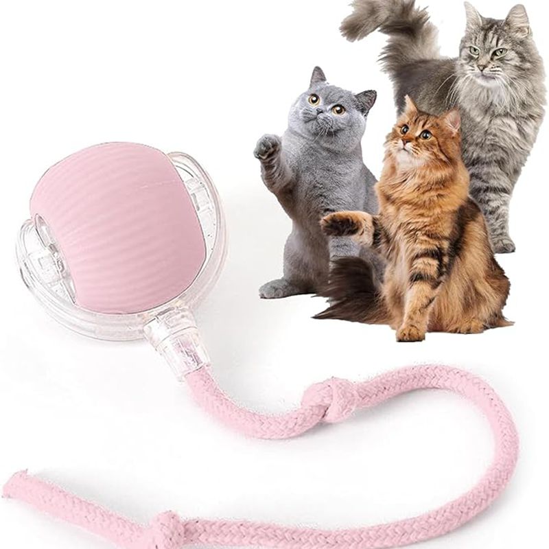 Cat Interactive Ball Toys Automatic Rolling Ball For Kitten Rechargeable Smart Pet Electric Toys With Teaser Sensor Cat Ball Toy Pink