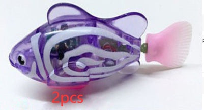 Cat Interactive Electric Fish Water Toy For Indoor Play Swimming Robot Fish Toys For Cat Dog Pet Baby Swimmer Bath Robofish Toys Striped purple 2PCS