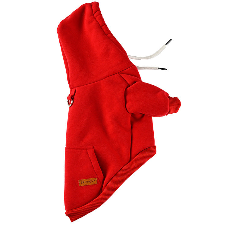 Pet Dog Fashion Simple Hooded Sweater Red