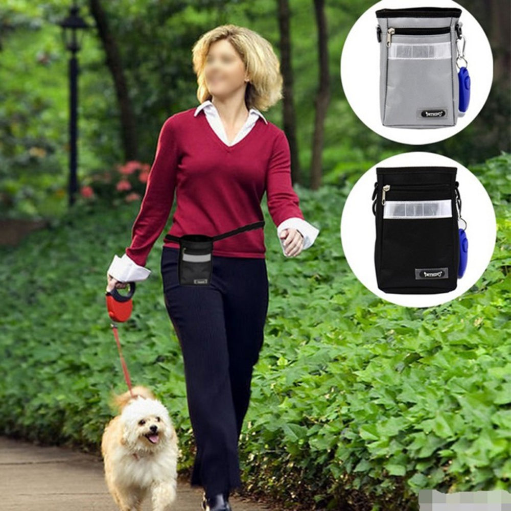 Dog Training Treat Pouch Belt Bag – Oxford Cloth | Black & Grey | Adjustable Waist