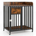 27.5 Inch Dog Crate Furniture with Wheels for Small Dogs and Puppies-Rustic Brown Default Title