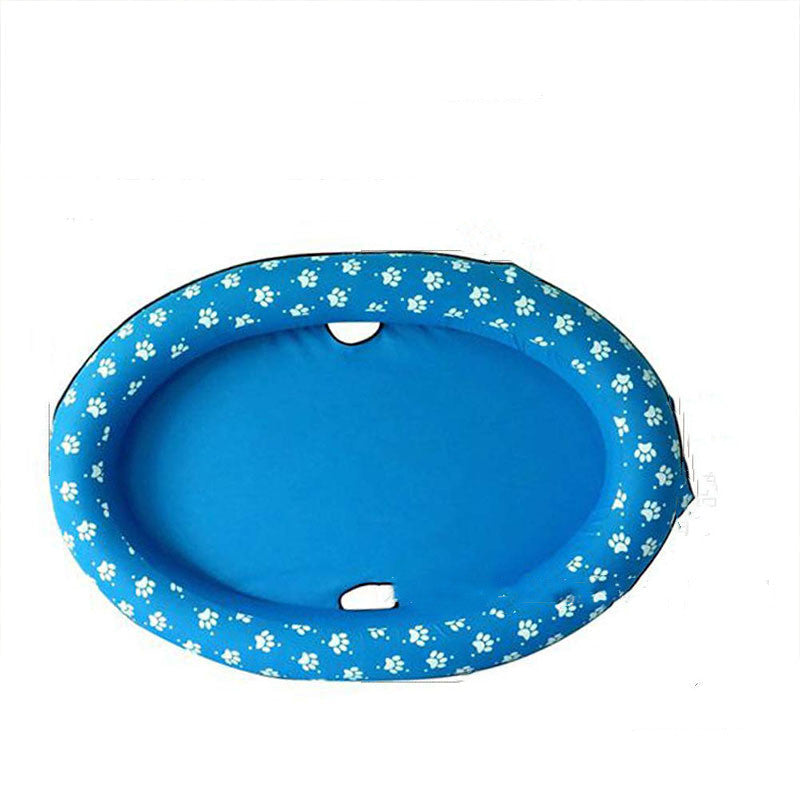 Dog Swimming Pool Inflatable Hammock Pets Pool Floating Bed Spring Summer Swimming Ring Blue