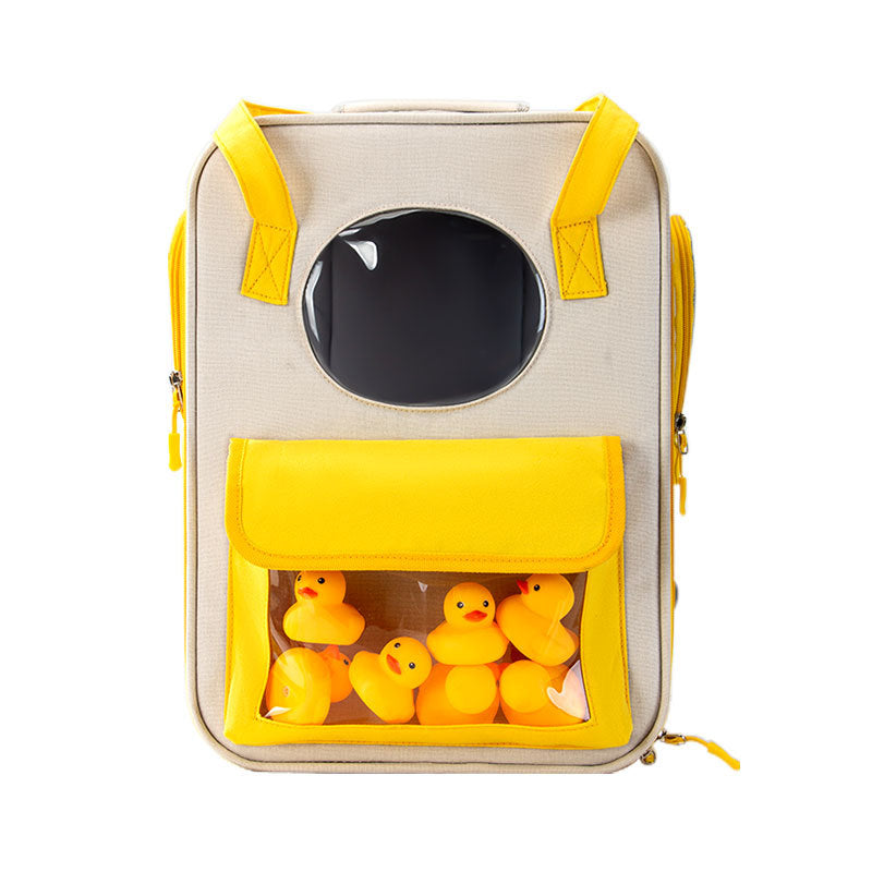 Large Capacity Breathable Canvas Backpack Pet Supplies 5little yellow ducks
