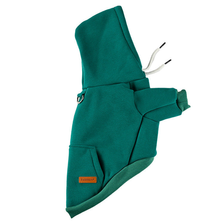 Pet Dog Fashion Simple Hooded Sweater Green