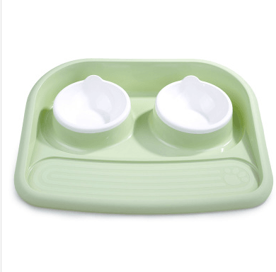 Eco-Friendly Dual-Purpose Pet Bowl - Non-Slip, Anti-Knock Design For Hassle-Free Feeding And Hydration Green