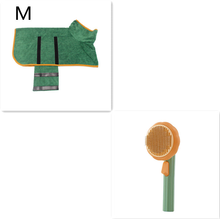 New Pet Cat Brush Hot Selling Hand-held Steel Wire Self-cleaning Comb Looper For Hair Removal Green Green M