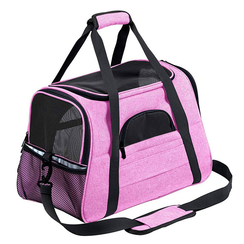 Foldable & Expandable Pet Carrier Bag - Mesh Breathable Cat/Dog Travel Bag, Convertible Crossbody Handbag for Small Pets Cationic Snow Pink