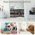 24 Inch Folding Wooden Freestanding Dog Gate with 360¬∞ Flexible Hinge for Pet Dark Brown