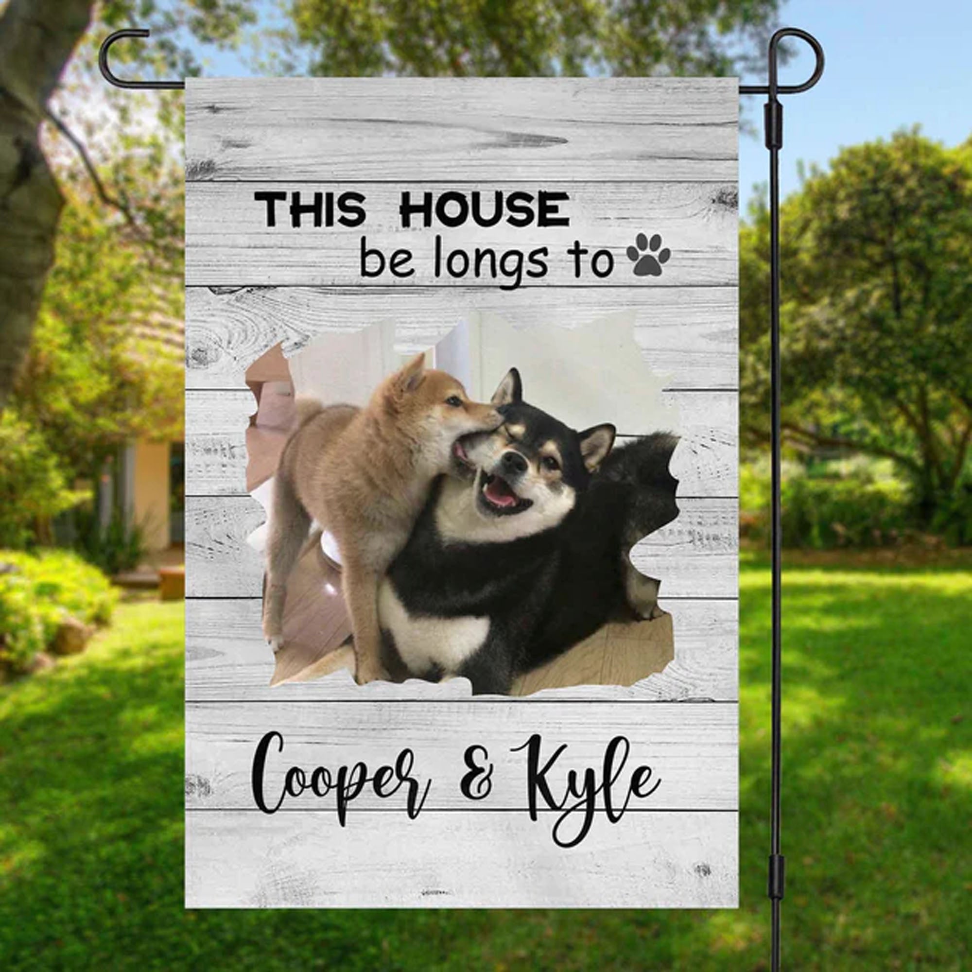 This House BeLongs To Personalized Custom Photo Dog Pet Lover Garden Flag H181 12"x18"