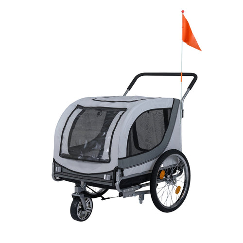 2-in-1 Dog Bike Trailer with Universal Bicycle Coupler White