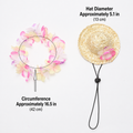 Pet Straw Hat and Flower Lei Set Beach Hawaii Style Pink