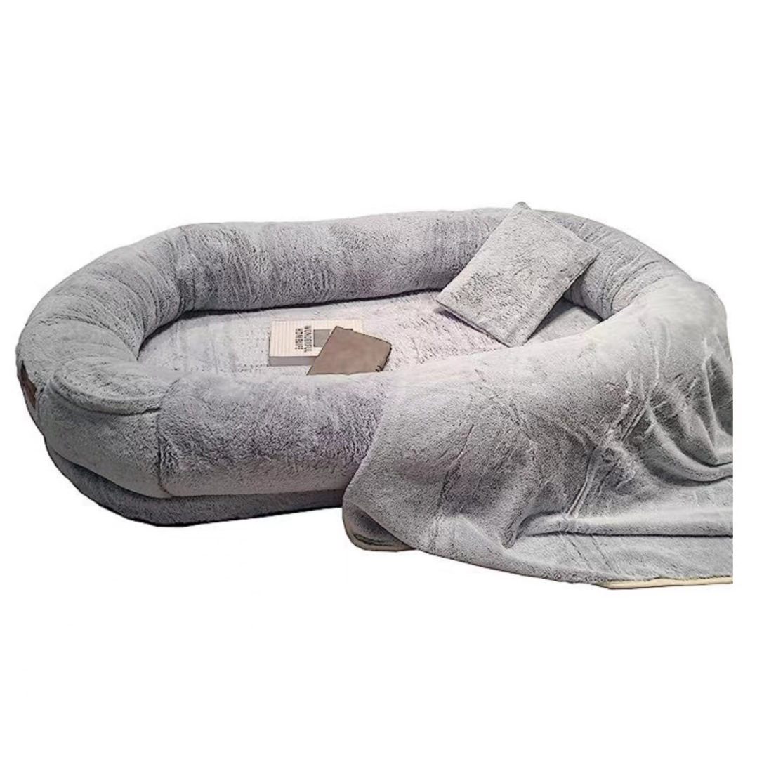 Oversized Human Dog Bed - Removable & Washable Gradient Gray Bottom Strip-175x90x30CM n a