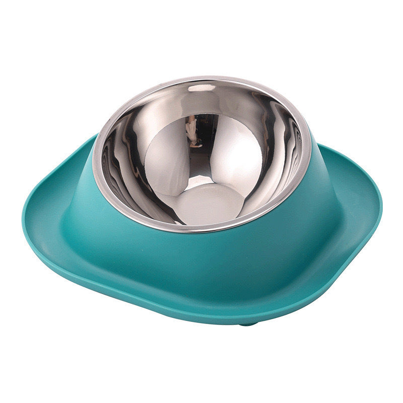 Anti-ant Cat Bowl Stainless Steel Oblique Mouth Anti-leakage Cat Food Holder Anti-tumble Pet Supplies Green Stainless steel bowl