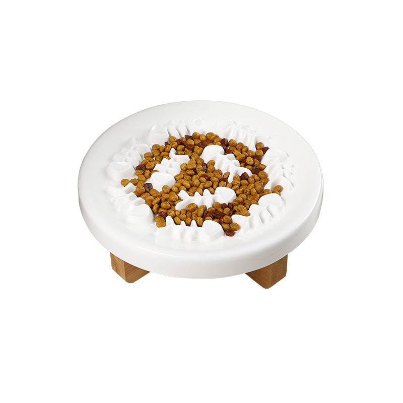Ceramic Pet Feeder, Slow Feed Cat Bowls For Healthy Eating For Cats And Small Dogs Fish BoneWhite