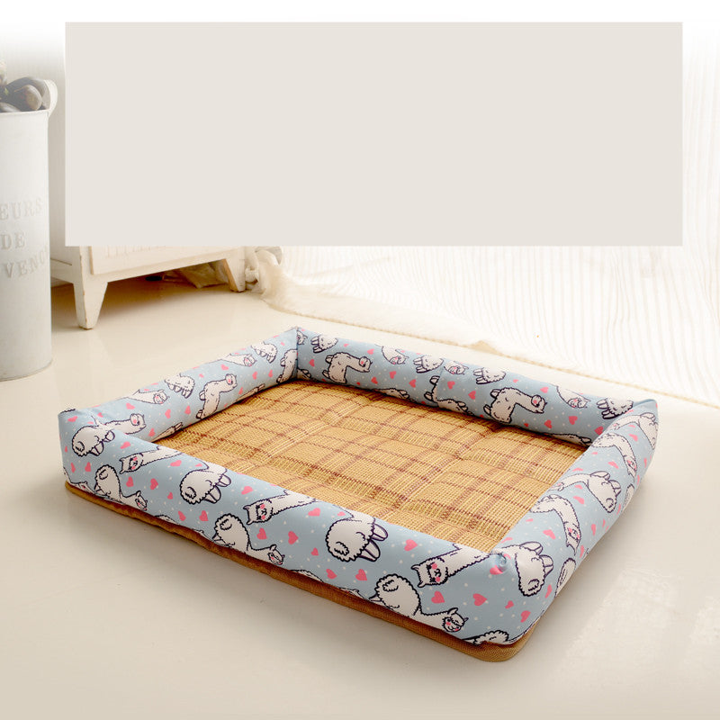Universal Removable and Washable Dog Kennel Mat Chinese style square + cool mat L（60cm*50cm）