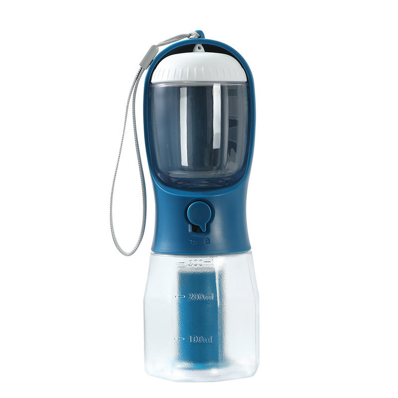 Dog Water Cup Drinking Food Garbage Bag Three-in-one Portable Small Multi-functional Pet Cups Pets Supplies 300ml Garbage Bag Ink Blue