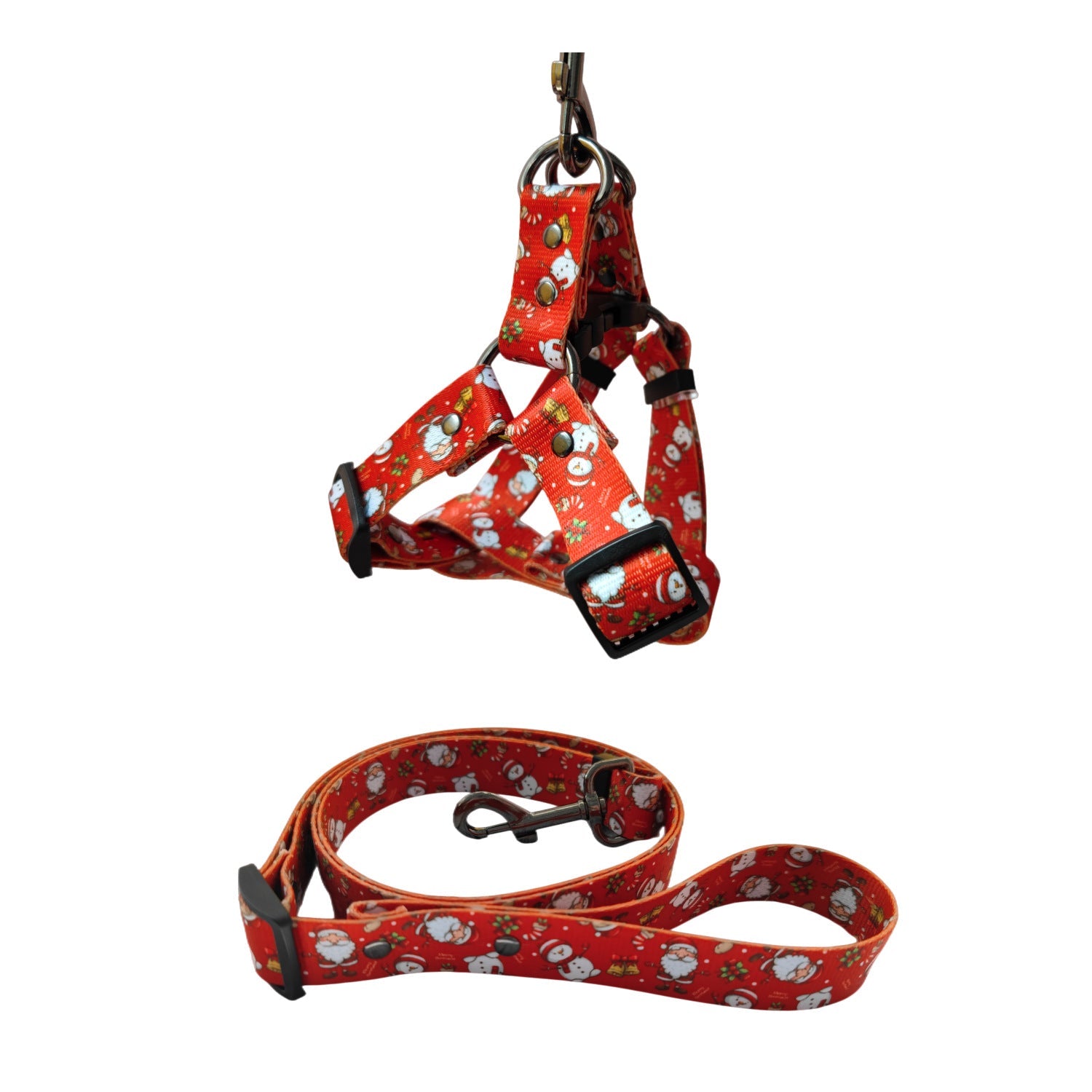 Christmas Dog Harness & Leash Set – Festive Print | Red & Green | S–XL Red 3 Style