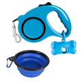 3-In-1 Dog Traction Rope And Folding Bowl Set Blue
