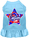 Custom Patriotic Tie Dye Pet Dress Baby Blue