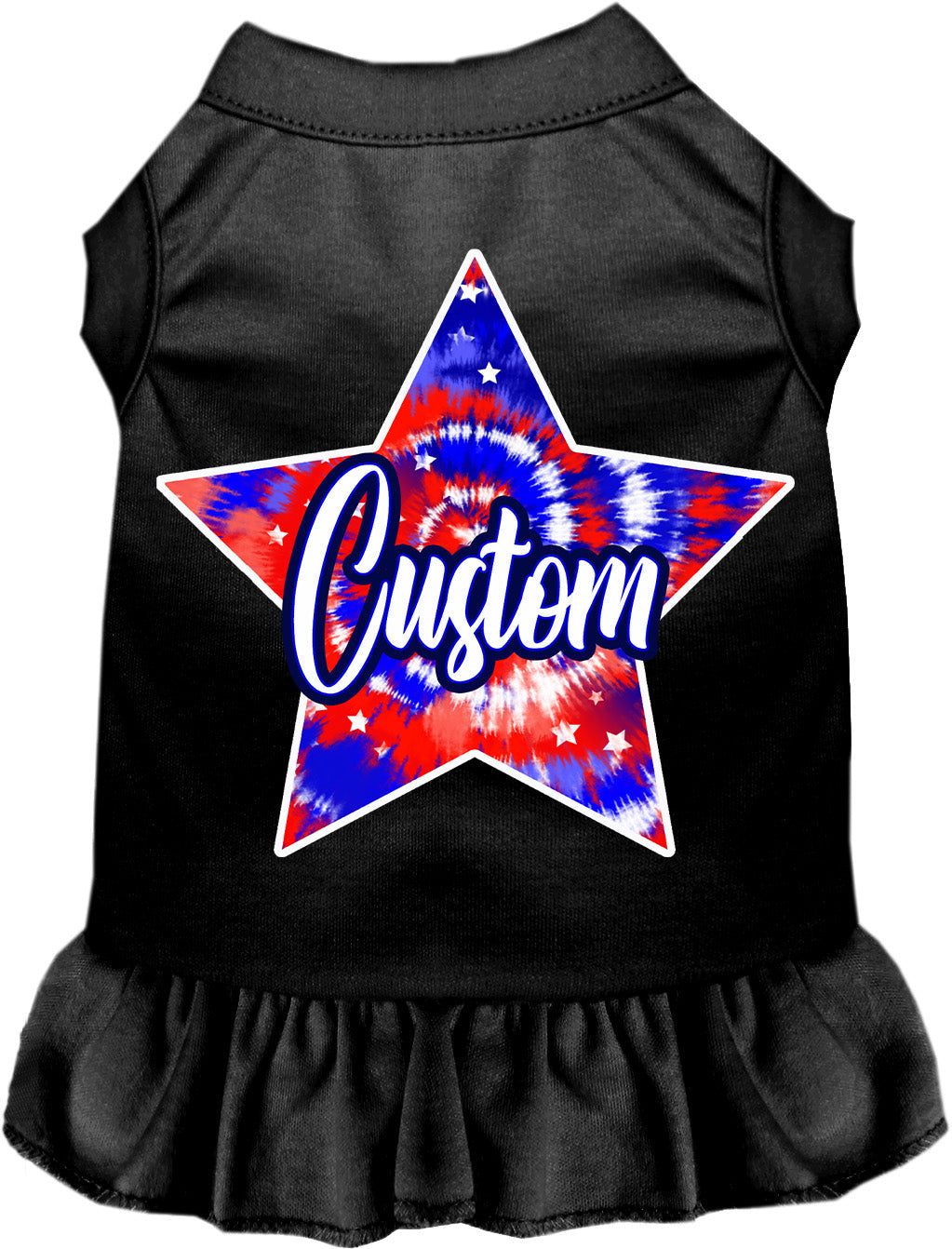 Custom Patriotic Tie Dye Pet Dress Black