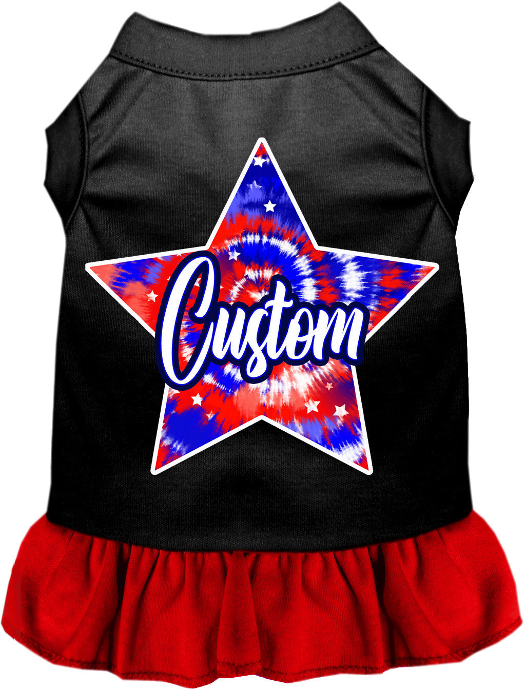 Custom Patriotic Tie Dye Pet Dress Black with Red