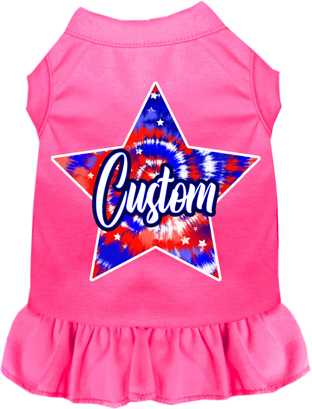 Custom Patriotic Tie Dye Pet Dress Bright Pink