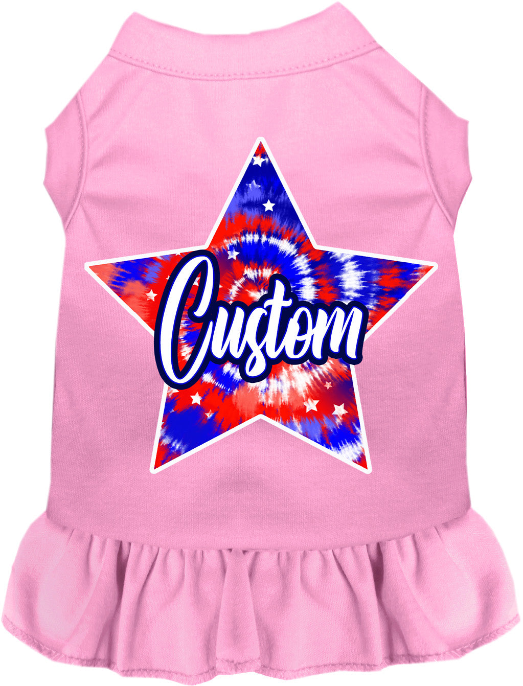 Custom Patriotic Tie Dye Pet Dress Light Pink