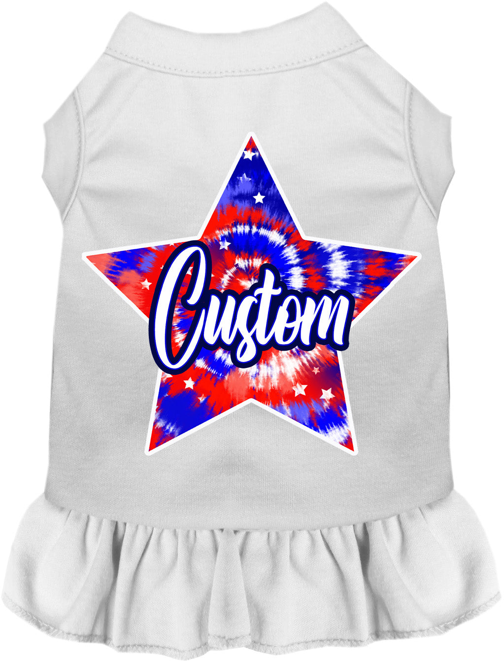 Custom Patriotic Tie Dye Pet Dress White