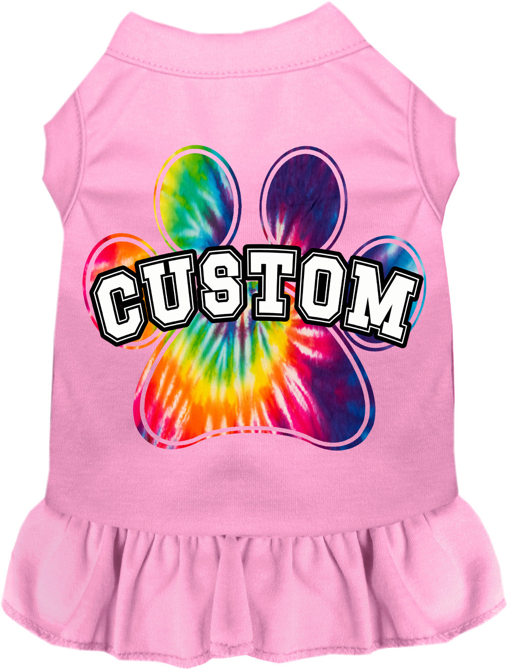 Custom Bright Tie Dye Paw Pet Dress Light Pink