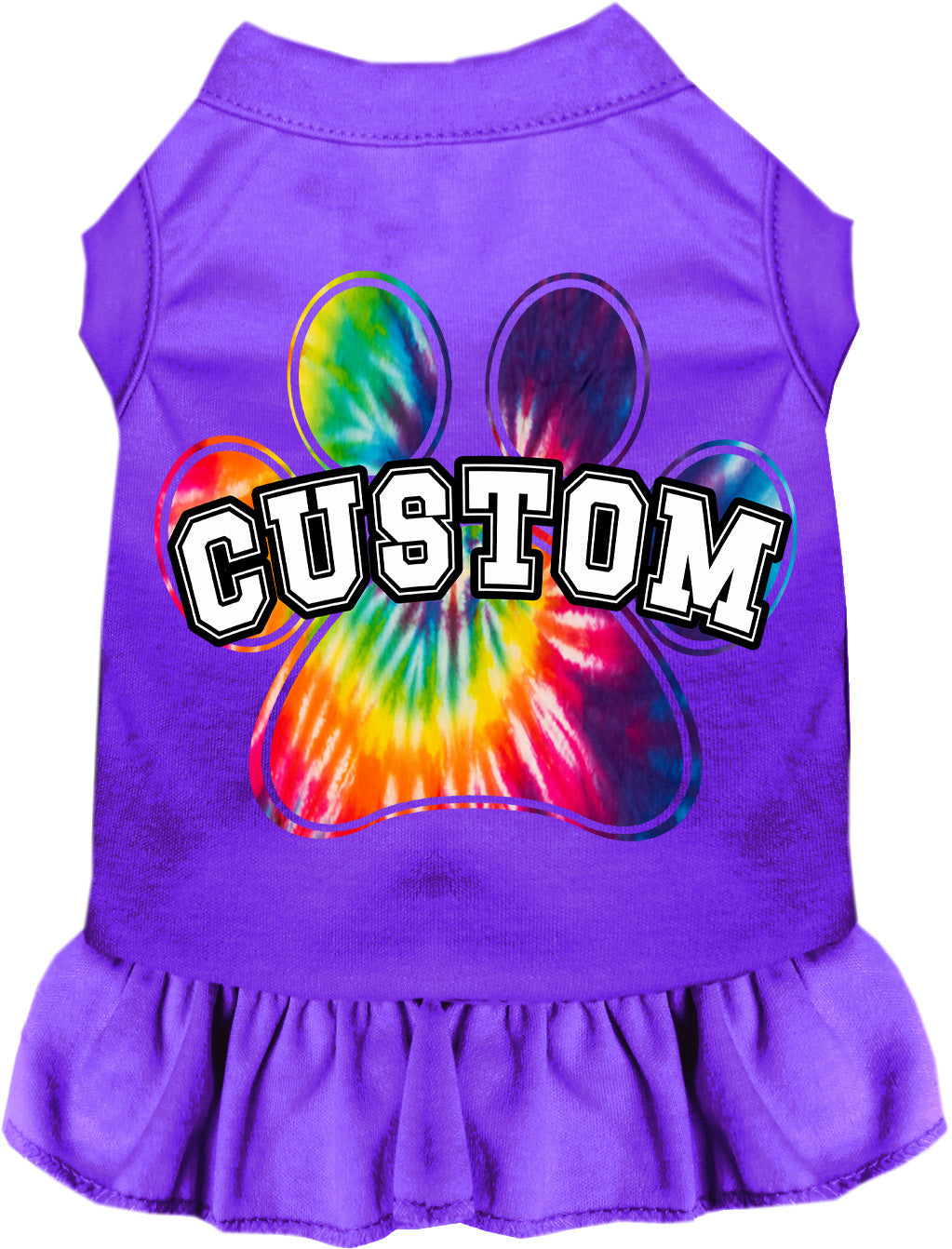 Custom Bright Tie Dye Paw Pet Dress Purple