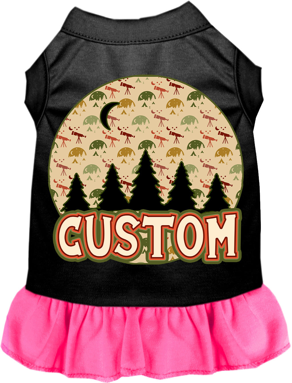 Custom Under the Stars Pet Dress Black with Bright Pink