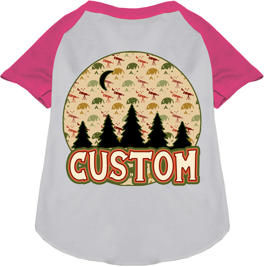 Custom Under the Stars Pet Raglan Shirts White with Bright Pink