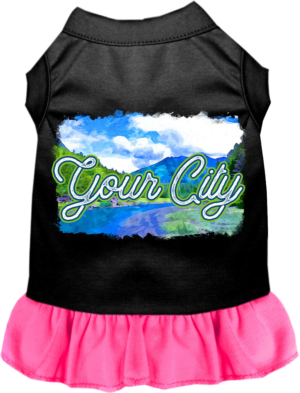 Custom Summer Pet Dress Black with Bright Pink