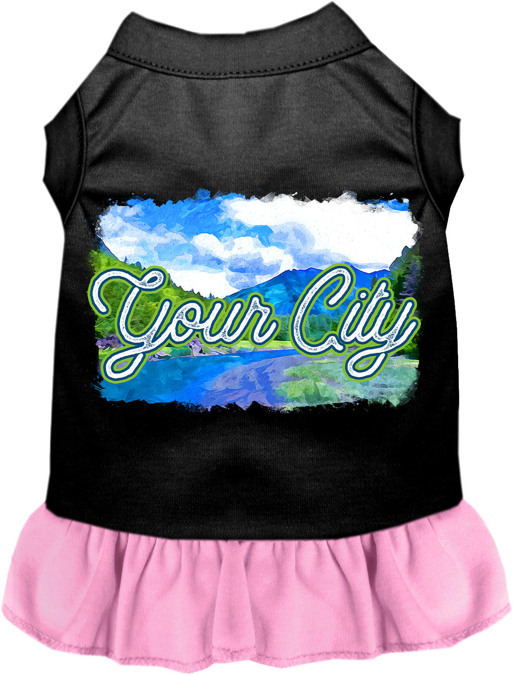 Custom Summer Pet Dress Black with Light Pink