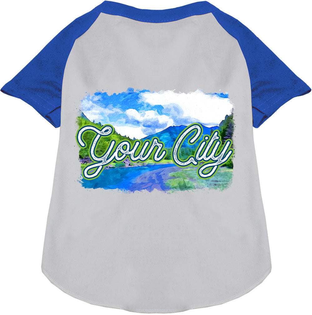 Custom Summer Pet Raglan Shirts White with Blue