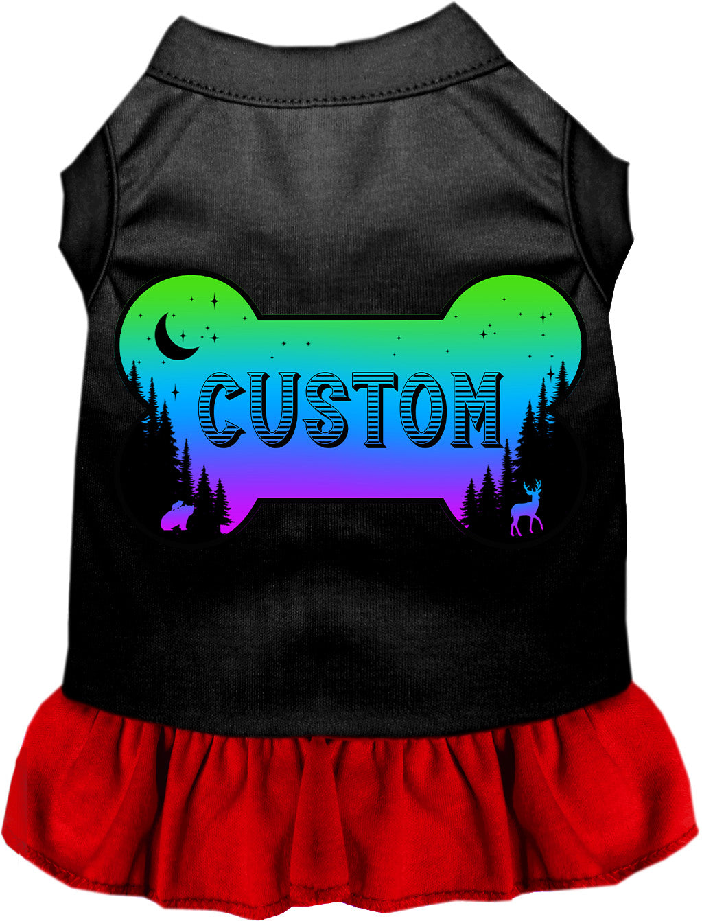 Custom Mountain Shades Pet Dress Black with Red