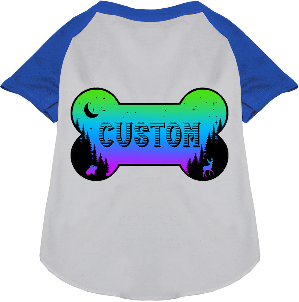 Custom Mountain Shades Pet Raglan Shirts White with Blue