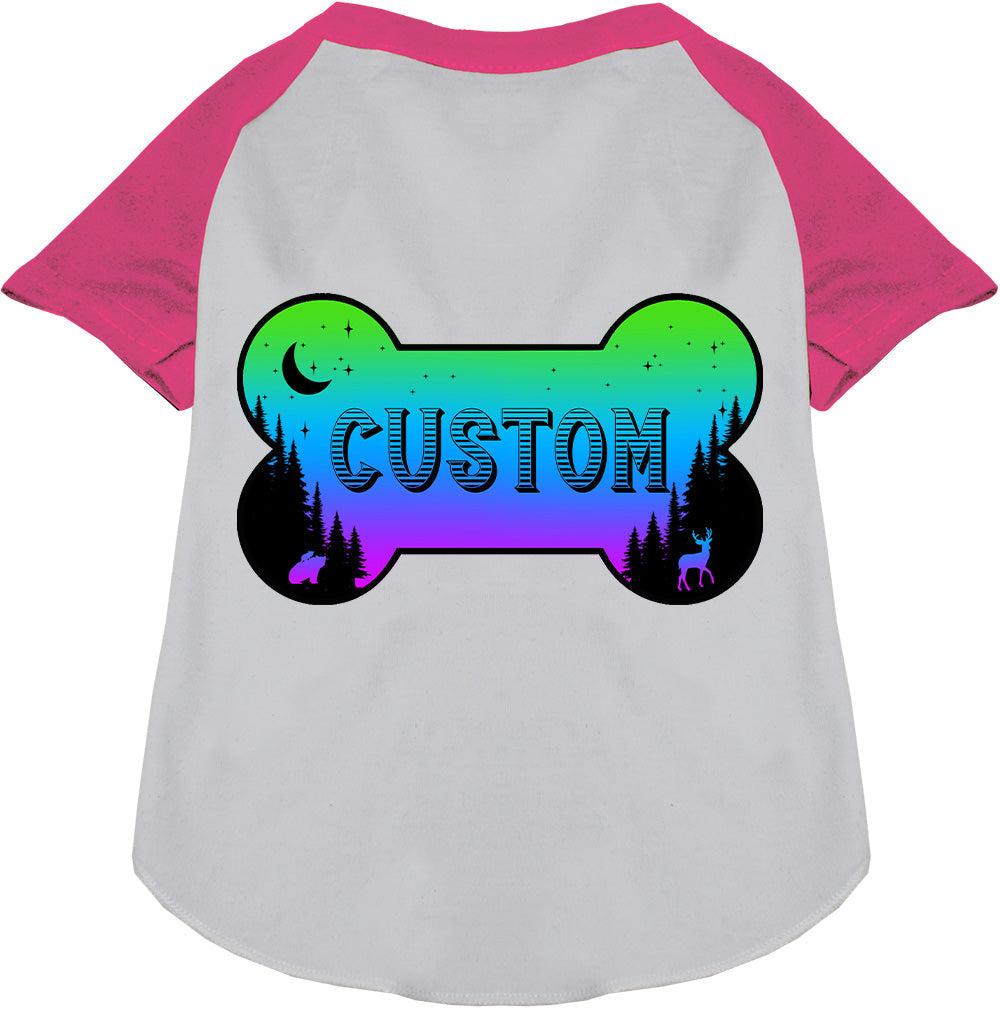 Custom Mountain Shades Pet Raglan Shirts White with Bright Pink