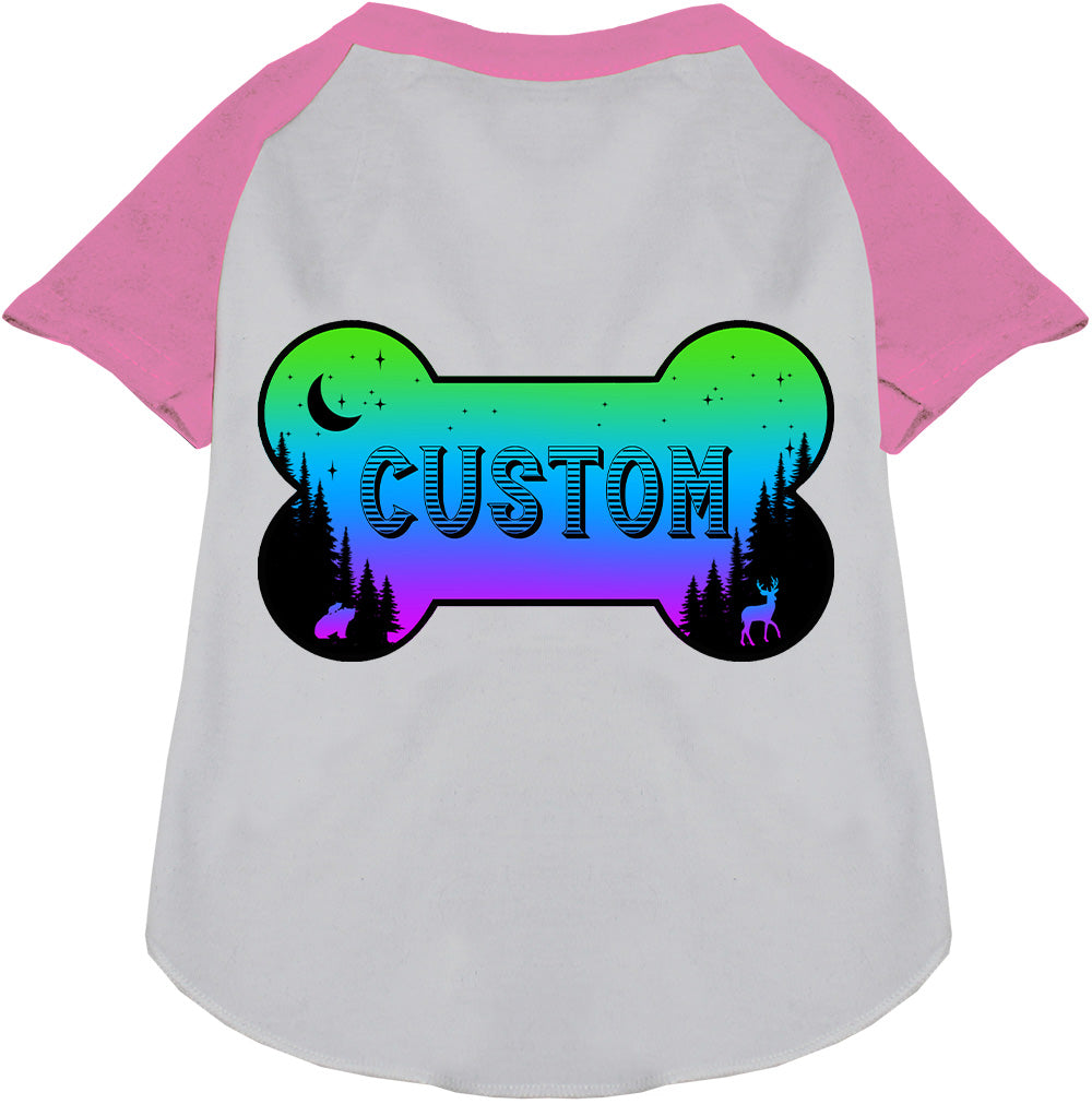 Custom Mountain Shades Pet Raglan Shirts White with Light Pink