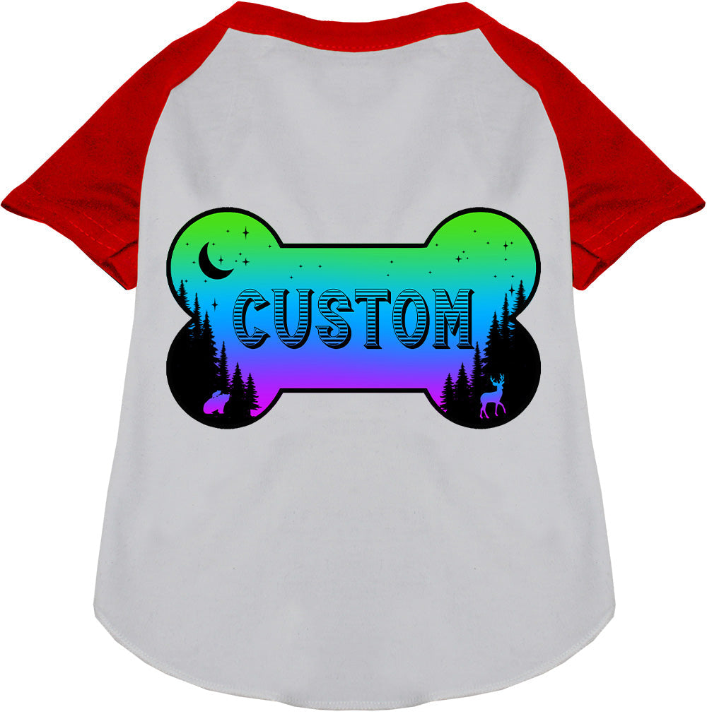 Custom Mountain Shades Pet Raglan Shirts White with Red