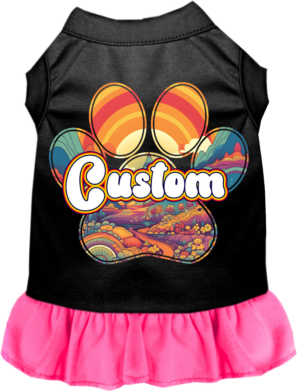 Custom Groovy Summit Pet Dress Black with Bright Pink