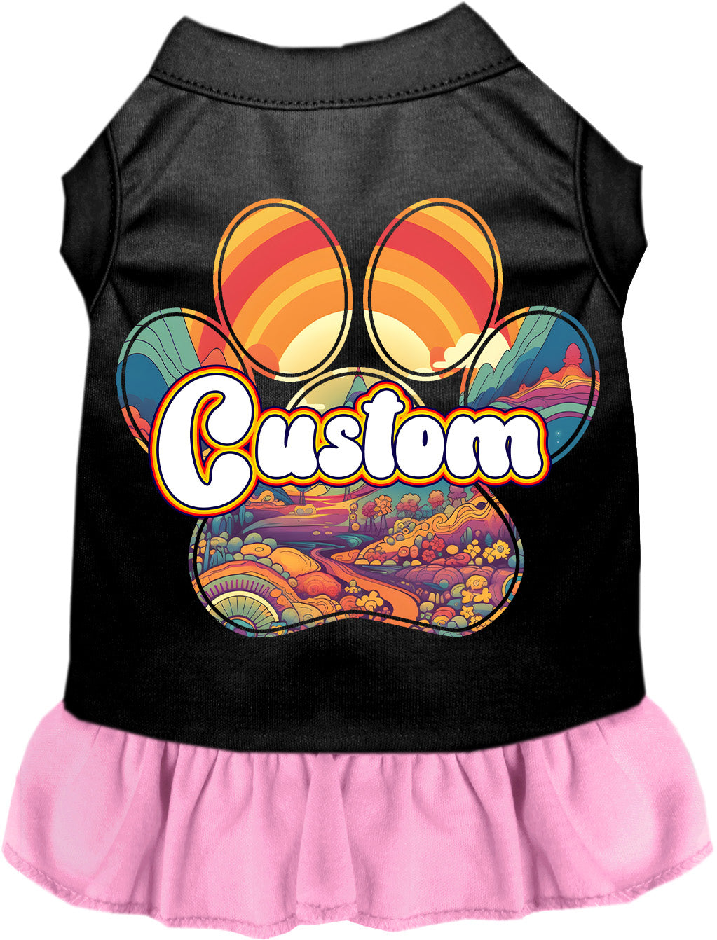 Custom Groovy Summit Pet Dress Black with Light Pink