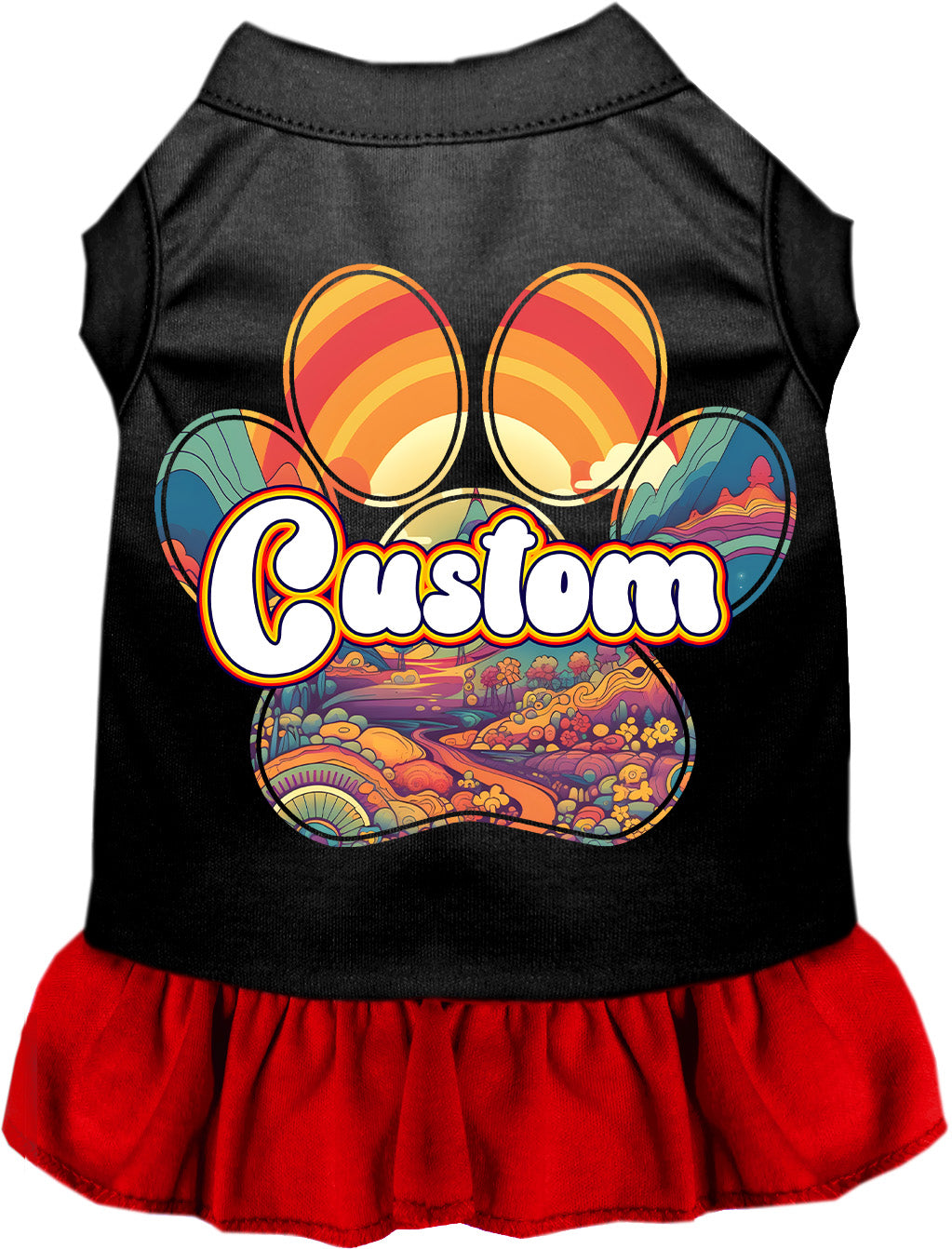 Custom Groovy Summit Pet Dress Black with Red