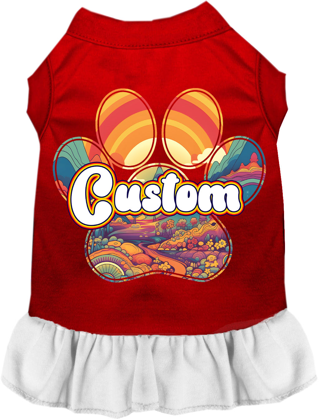 Custom Groovy Summit Pet Dress Red with White