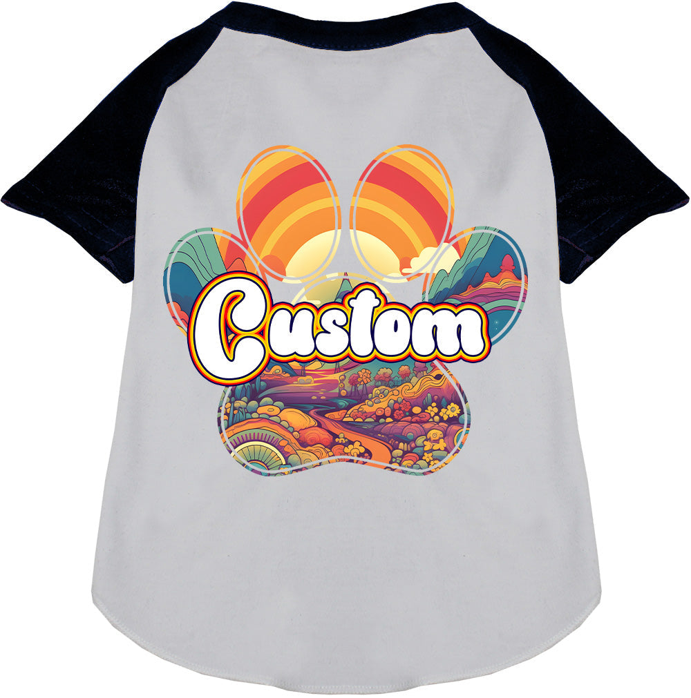 Custom Groovy Summit Pet Raglan Shirts White with Black