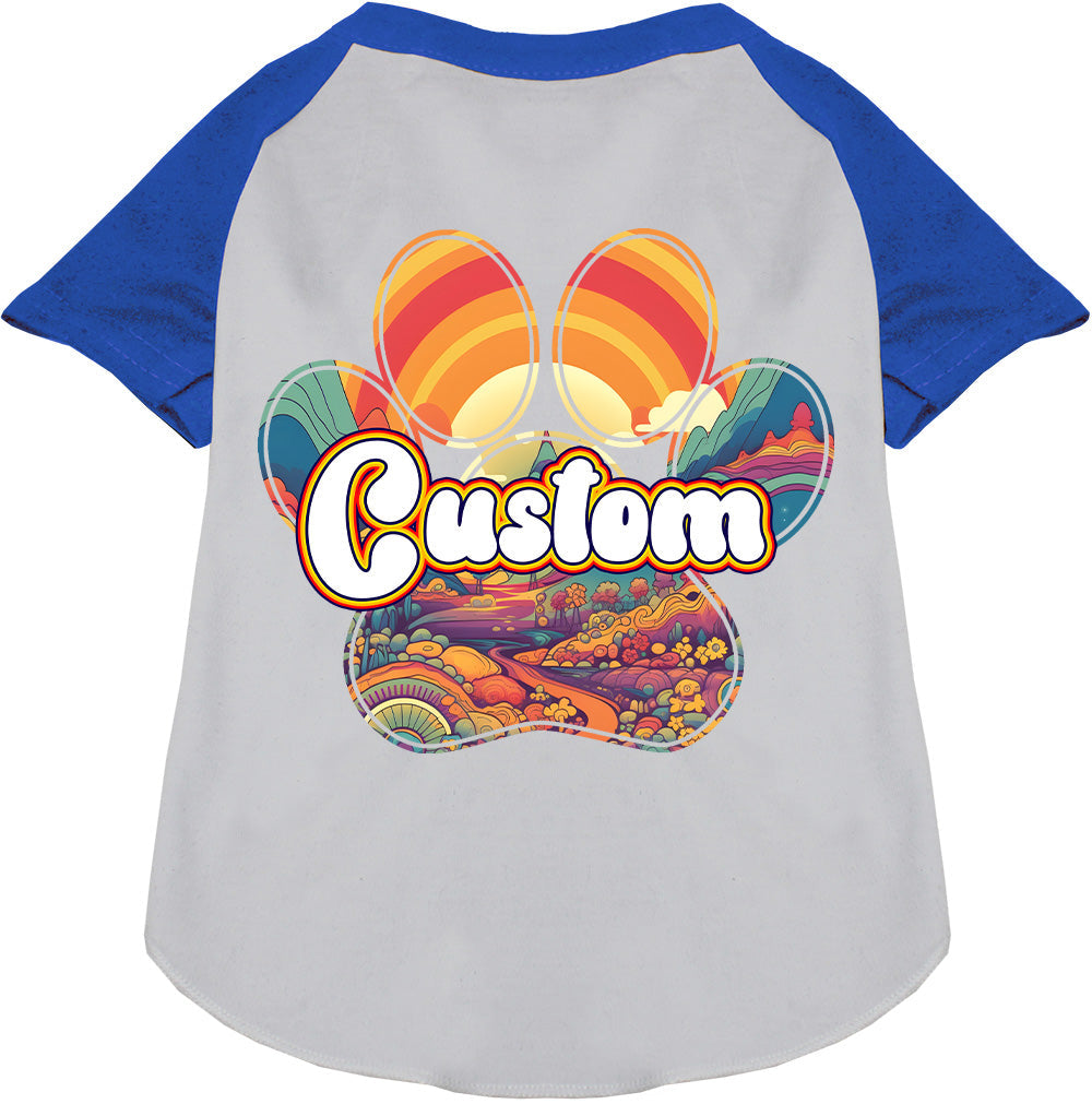 Custom Groovy Summit Pet Raglan Shirts White with Blue